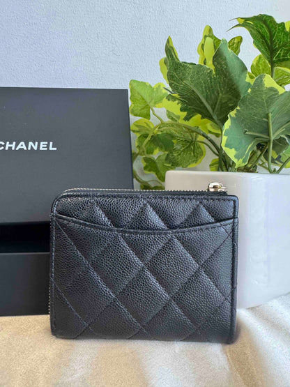 Chanel Caviar Wallet RE Black Leather Zip-Around