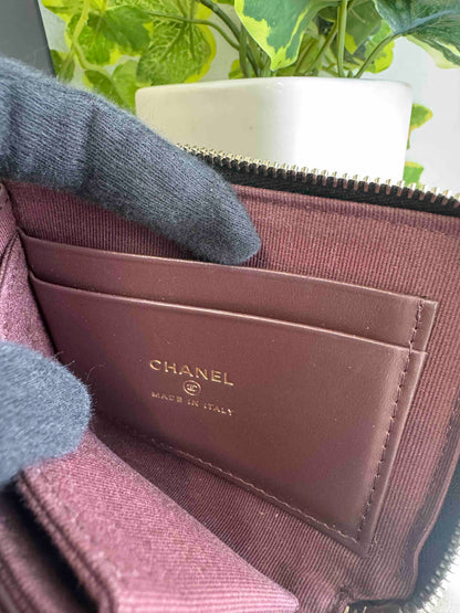 Chanel Caviar Wallet RE Black Leather Zip-Around