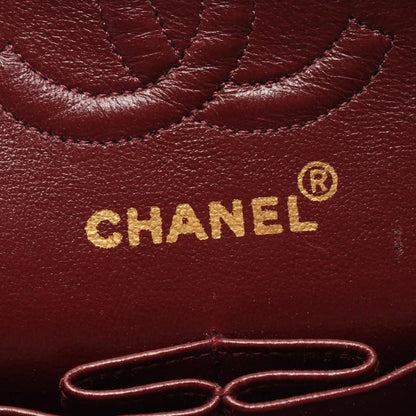 CHANEL Matelassé Double Flap Chain Shoulder Bag Lambskin Black Gold Hardware Vintage