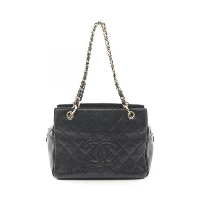 CHANEL Matelasse Chain Shoulder Bag Caviar Skin Black Gold Hardware