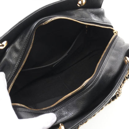 CHANEL Matelasse Chain Shoulder Bag Caviar Skin Black Gold Hardware