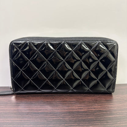 Chanel Patent Zippy Long Wallet Black Quilt