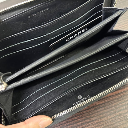 Chanel Patent Zippy Long Wallet Black Quilt