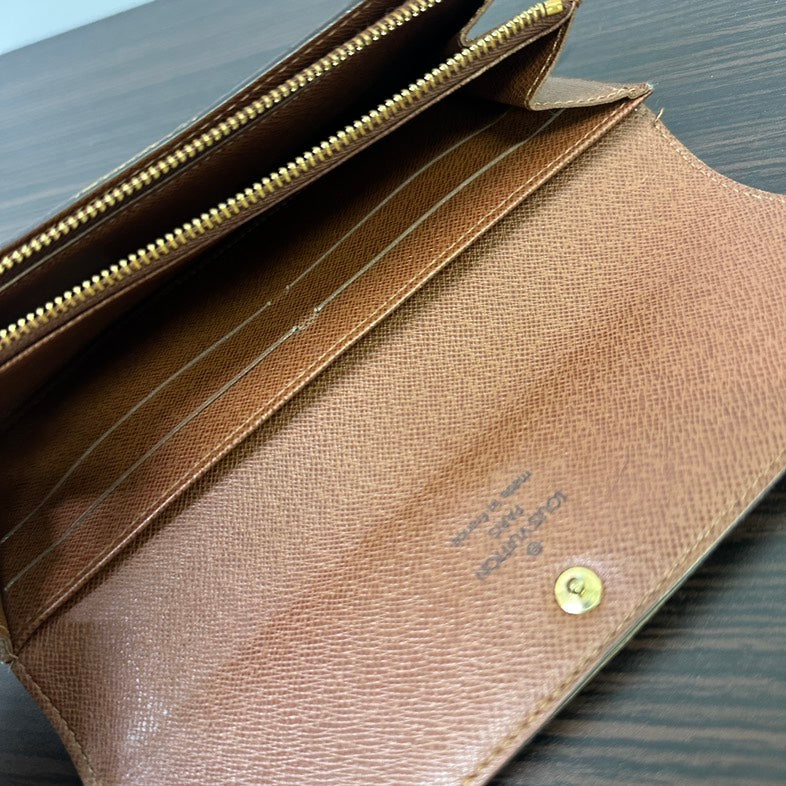 Louis Vuitton Monogram Long Wallet Brown Wallet 3249