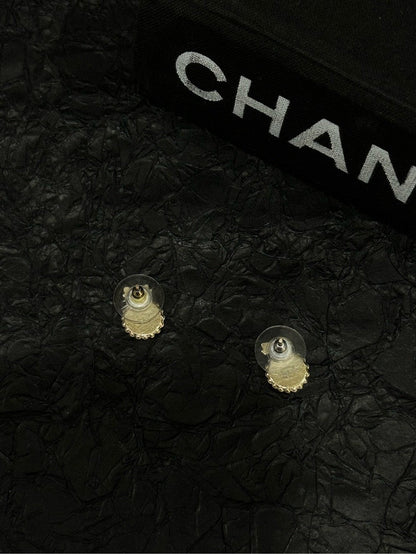 Chanel CC Bow Stud Earrings Gold Earrings