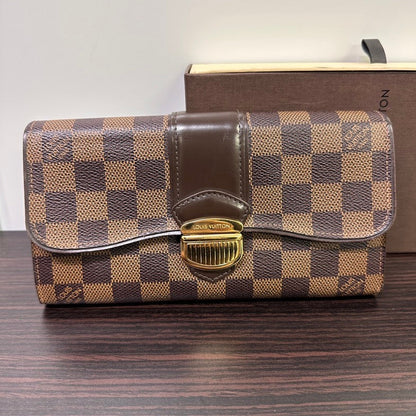 Louis Vuitton Damier Ebene Long Wallet Brown Wallet