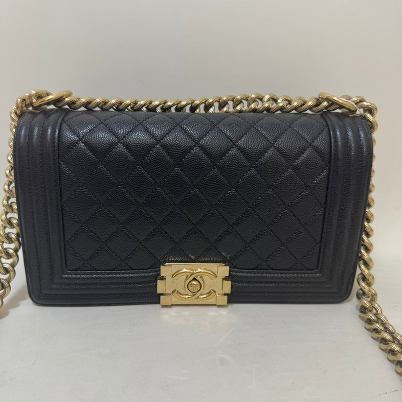 Preloved Chanel LeBoy Black Leather Crossbody Bag