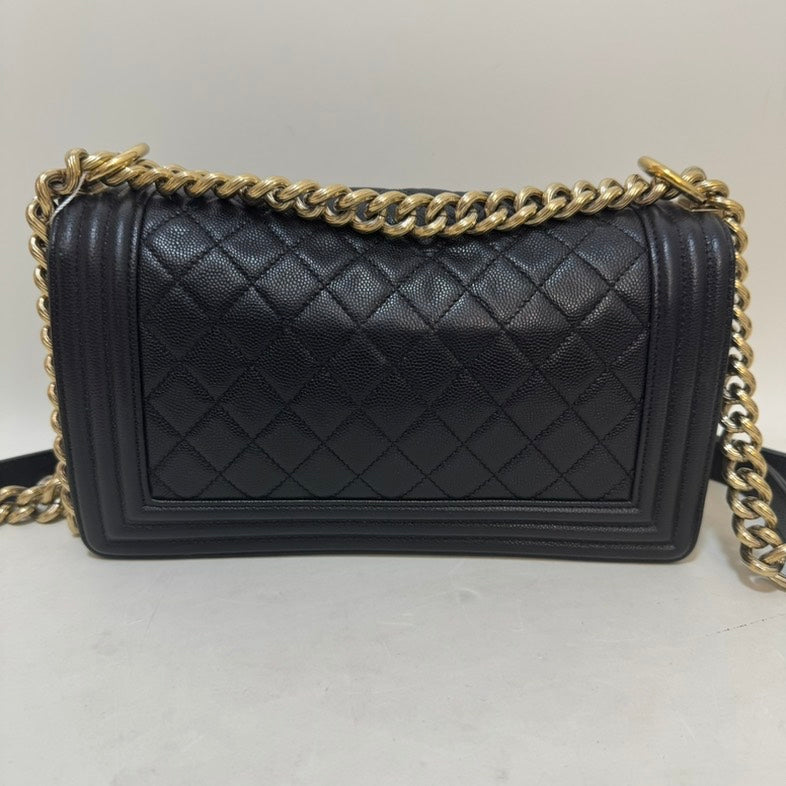 Preloved Chanel LeBoy Black Leather Crossbody Bag
