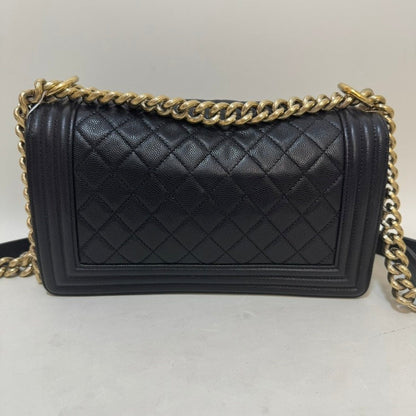 Preloved Chanel LeBoy Black Leather Crossbody Bag