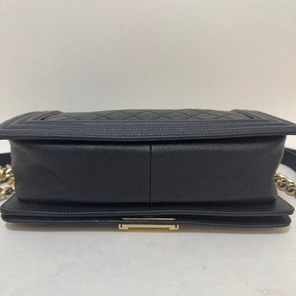 Preloved Chanel LeBoy Black Leather Crossbody Bag