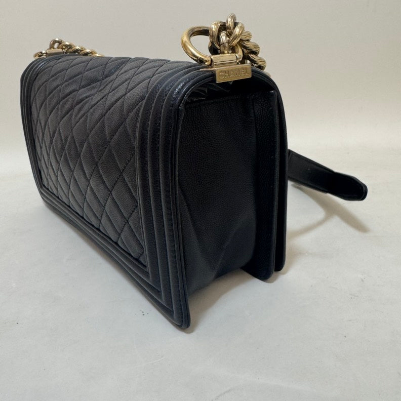 Preloved Chanel LeBoy Black Leather Crossbody Bag