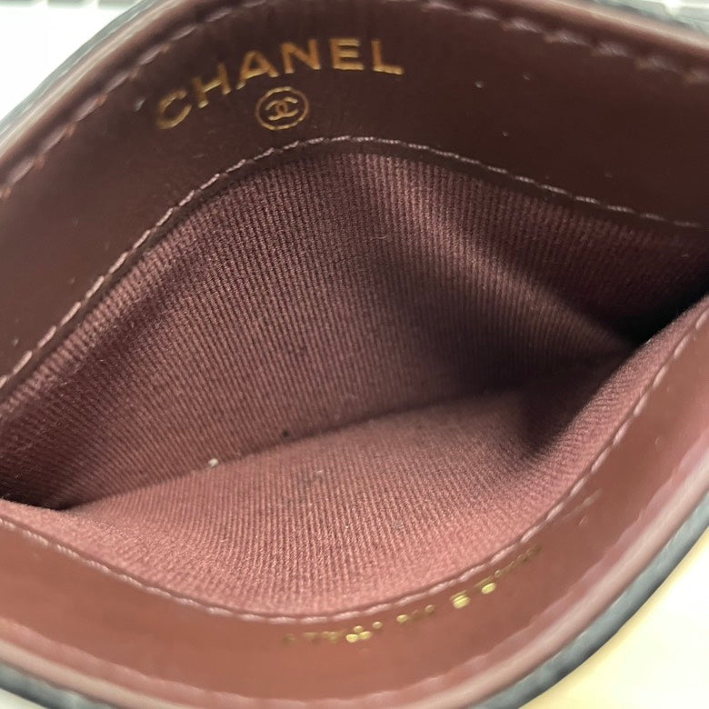 Chanel Caviar Card Holder RE | Black Quilted Leather Small Goods