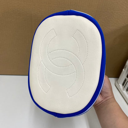 Chanel E Blue & White Striped Bucket Bag