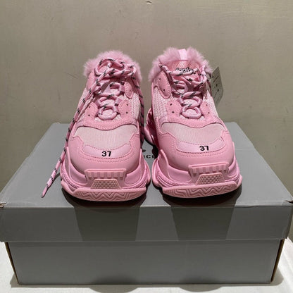Balanciaga Pink Fur-Lined Sneaker Shoes