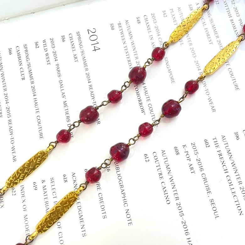 Chanel Red and Gold Rank A Necklace