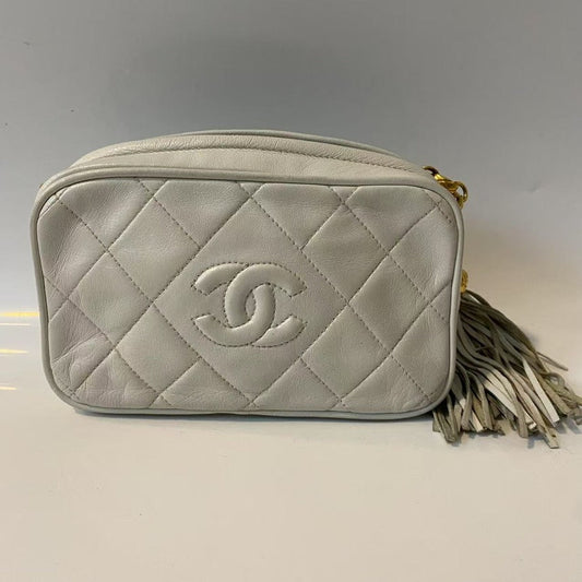 Chanel Vintage Camera Bag Off White Leather Crossbody