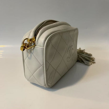 Chanel Vintage Camera Bag Off White Leather Crossbody