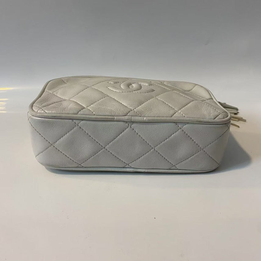 Chanel Vintage Camera Bag Off White Leather Crossbody