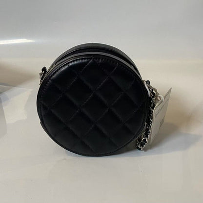 Chanel Round Quilted Leather Crossbody Bag in Black