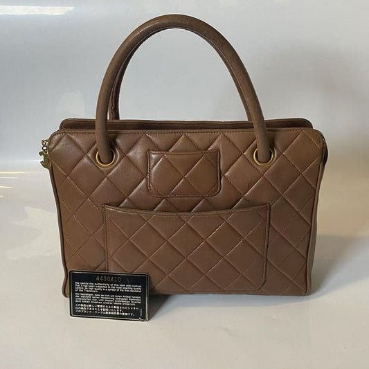 Preloved Chanel Quilted Brown Leather Tote Bag