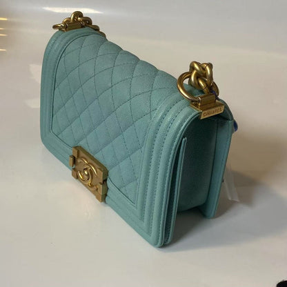 Chanel Le Boy Quilted Green Leather Shoulder Bag