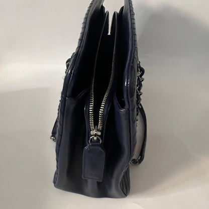 Chanel Vintage Blue Leather Quilted Tote Bag – Designer Handbag