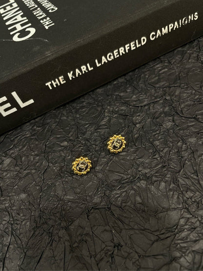 Chanel Sunflower Black Golden Earrings