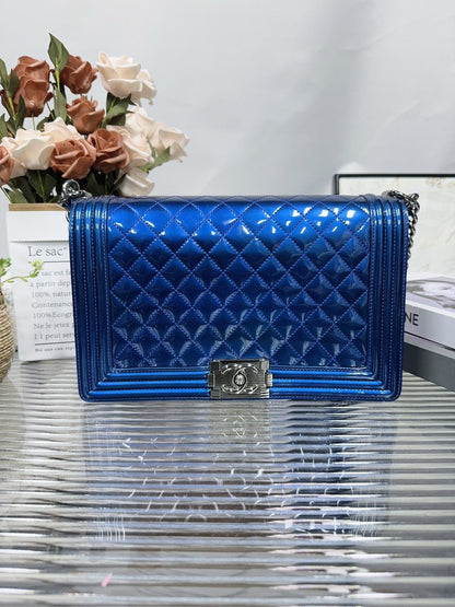 Chanel Preloved Leboy HFY Quilted Blue Shoulder Bag