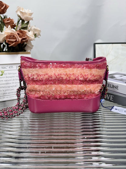 Chanel HFY Preloved Sequin Pink Crossbody Bag
