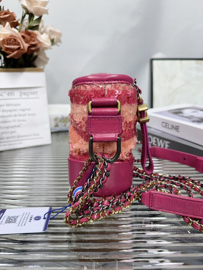 Chanel HFY Preloved Sequin Pink Crossbody Bag