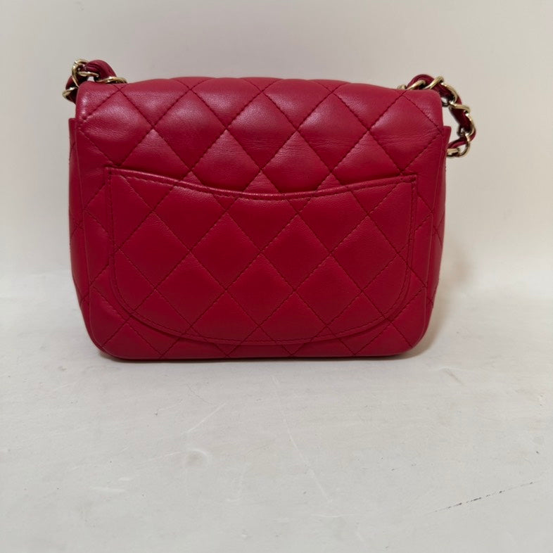 Preloved Chanel CF Mini Square Bag Red Leather Crossbody