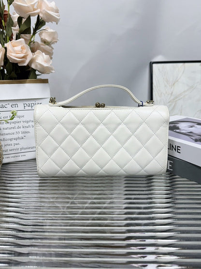 Chanel HFY Quilted White Leather Shoulder Bag