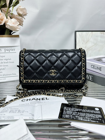 Chanel Preloved WOC Black Quilted Leather Crossbody Bag