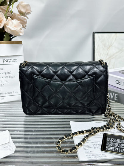 Chanel Preloved WOC Black Quilted Leather Crossbody Bag