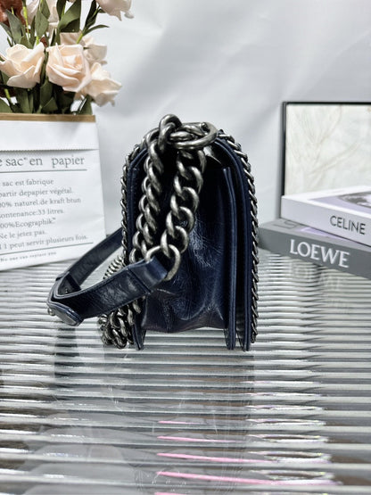 Chanel Le Boy Bag Navy Quilted Leather Crossbody