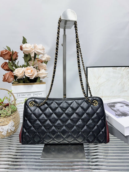 Chanel Quilted Shoulder Bag Black Leather