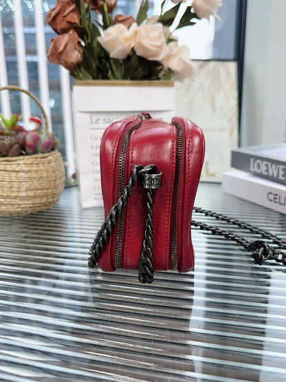 Chanel Quilted Camera Crossbody Bag in Red Leather