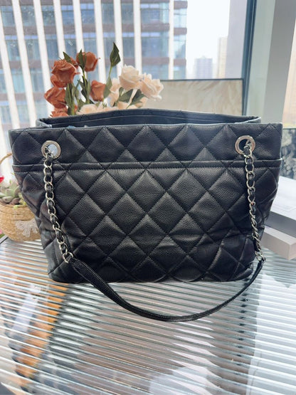 Chanel HFY Black Quilted Leather Tote Bag