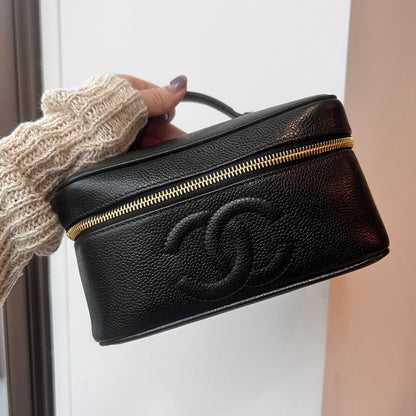 Chanel Caviar Leather Cosmetic Bag Black
