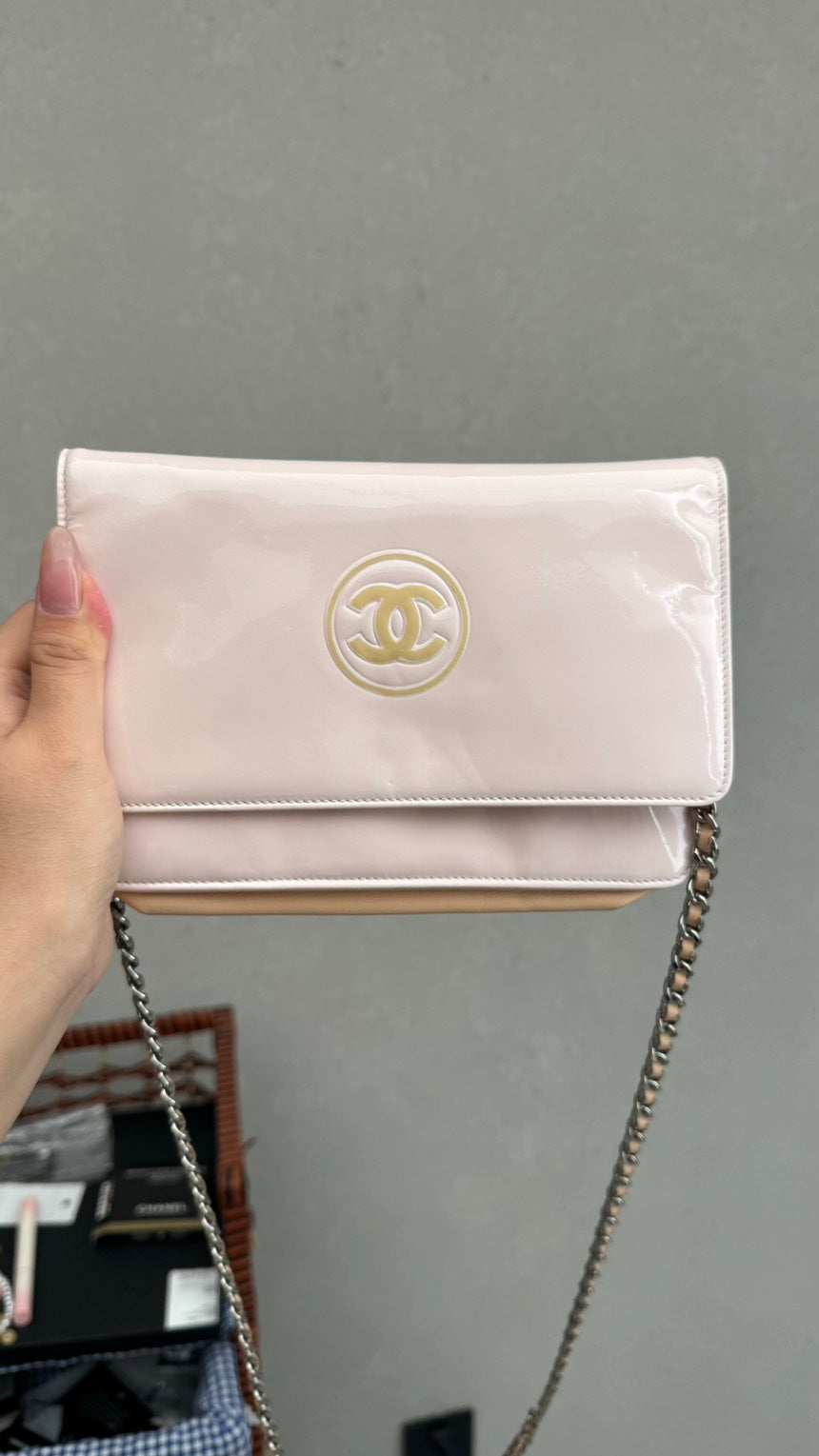 Chanel WOC Classic Light Pink Patent Leather Crossbody Bag