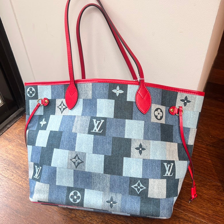 LV Neverfull Denim Patches Tote Bag AG256