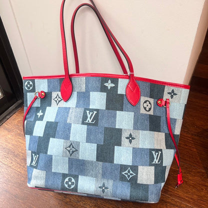 LV Neverfull Denim Patches Tote Bag AG256