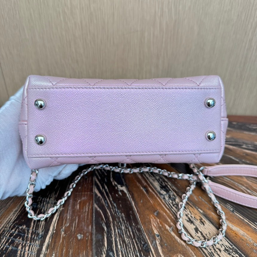 Chanel Classic Pink Lambskin Leather Mini Top Handle Bag