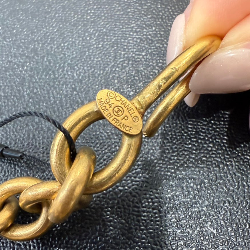 Vintage Chanel Ship Wheel Pendant Necklace P GT