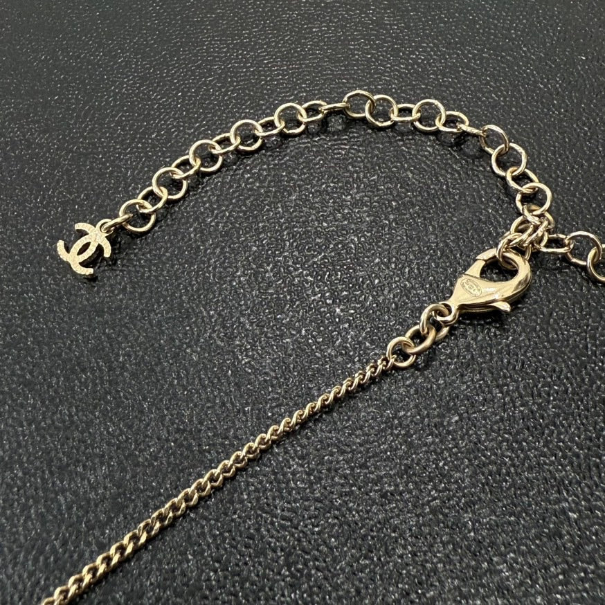 Chanel Coco Pearl Rhinestone Necklace Gold