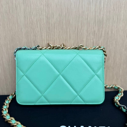 Chanel Mint Quilted Leather Crossbody Bag
