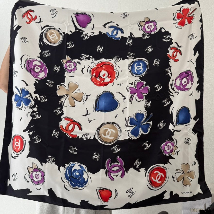 Chanel Preloved GT6099 Silk Scarf Multicolor