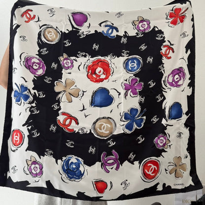 Chanel Preloved GT6099 Silk Scarf Multicolor