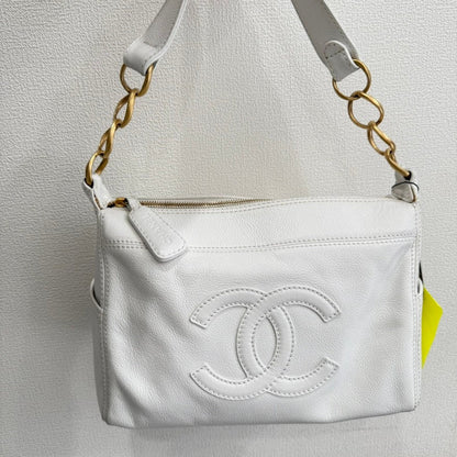 Chanel Coco Calfskin Chain Hobo Bag GT White Leather