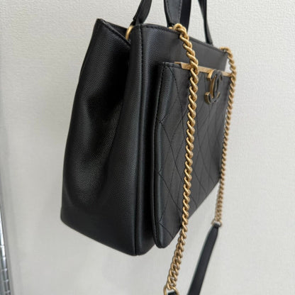 Chanel Caviar Leather way Chain Bag GT Black Shoulder Bag